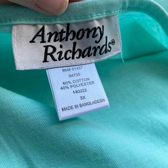 Anthony Richards NWOT Beachy Seaglass Feminine Smocked Casual Travel Tunic 3X - Picture 4 of 6